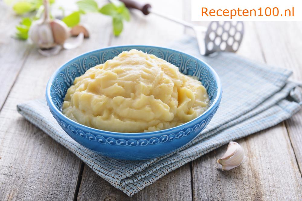 Smetana aardappelpuree met zoete aardappelen